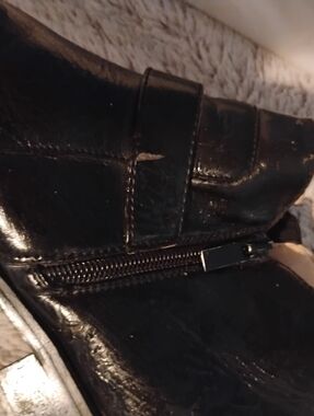 Black Leather Ankle Boot with Side Zip